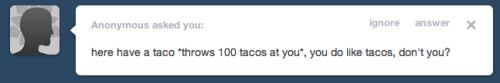 askscootahipster:  TACOOOOOZ  ((Sucky SB D,: http://sweetiebotreplies.tumblr.com/))  Yaaay Tacos~! 8D