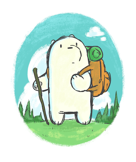 cartoonnetwork:  losassen:  Morning warm up of Ice Bear on a hike  Adventure is out there. Happy Weekend! Drawing by Lauren Sassen. 