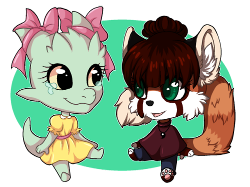 mickahcoffee:

So I finished this pixel art for @shelzie of her adorable girl (the one in yellow dress) ;3 Panda is mine ;p
I really wanted to draw somehting personal since it broke my heart seeing her bullied by other kids :(
In my opinion she looks adorable <3

this is the sweetest!! thank you so much! #giftart#oc: aloe