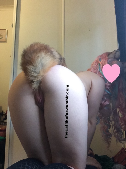 thecatlikefox:  thecatlikefox:    Having some fun with my new wig,  ears, tail and vibe (ps, the vibe is a little one inside me) ^.^    Me on my dash again! woo