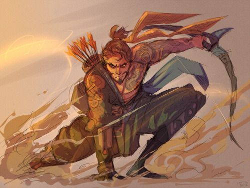 robins-art:Just got Overwatch and I’m already in love with Hanzo so I had to doodle him,,,,,