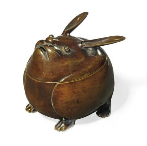 prostotac:  A Bronze Incense Burner [Koro] Edo Period (19th century) Modelled as a hare with long ea