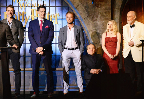 Tom Felton, James Phelps, Oliver Phelps, Warwick Davis, Evanna Lynch, and John Williams at the &lsq