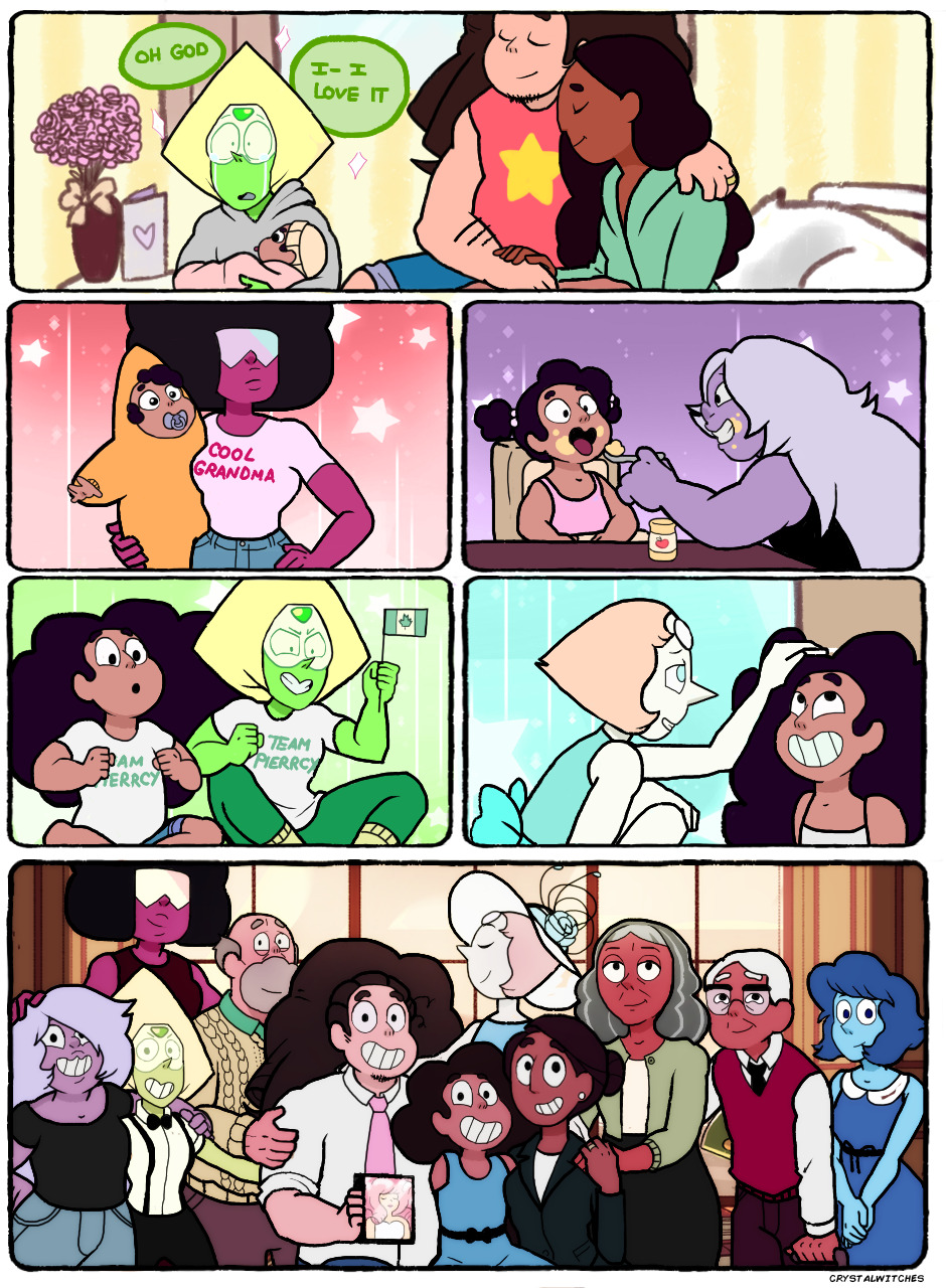 crystalwitches:   aunt peridot meets a baby  (ft the crystal grandmas and president