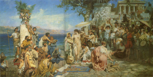 Phryne at the festival of Poseidon in Eleusin, 1889, Henryk Siemiradzki Oil on canvas, The Russian M