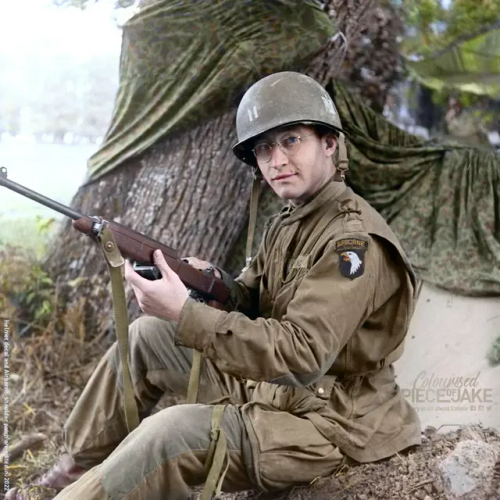 Cpt.Leo H. Schweiter Of The 101st Airborne Division With An M1A1 Carbine After The Battle Of Carentan,
