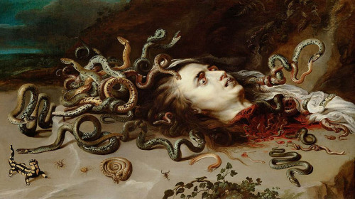 aphroditeinfurs: Medusa Depicted In Famous Works of Art 1. Medusa by Michelangelo Merisi da Car