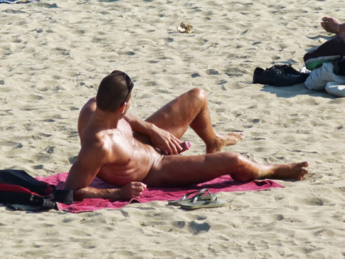 stratisxx:  Sexiness in Mykonos Greece… Check out the fat cock on this guy… Elia beach is the best for cruising men.