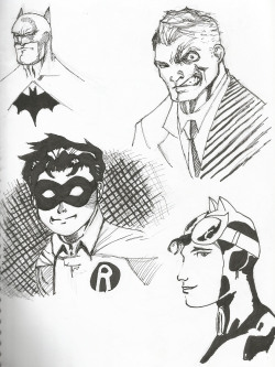 barrettrayanart:  From the pages of my sketchbook. Really happy with how these all came out. Only thing I wish I had done differently is the Green Lantern logo. Too egg-y.