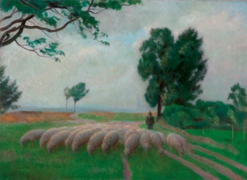 amare-habeo: Julius von Ehren (German,  1864-1944) Flock of sheep, N/D Oil on canavas.