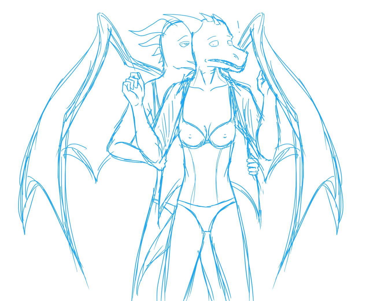 Just a quick sketch of two dragons getting a lesbian on. They’re gonna have sexy