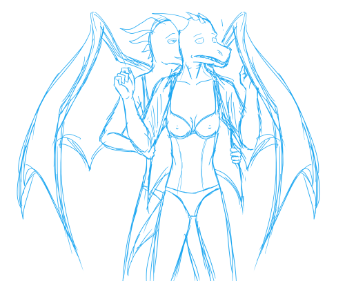 Just a quick sketch of two dragons getting a lesbian on. They’re gonna have sexy times later.