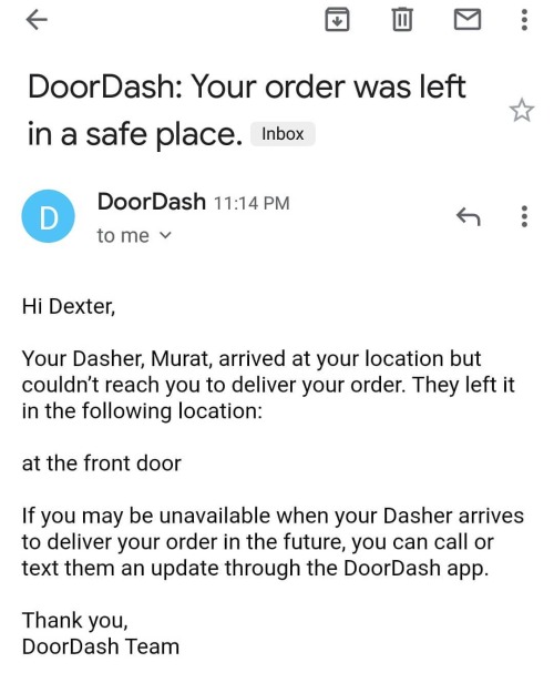 I’m never fucking with #DoorDash again. Never even got my order….no call and they saying someone will contact me in 24-48 hours. They got me all the way fucked up https://www.instagram.com/p/B5b5qdQg8mn/?igshid=1986o2t1idc9l