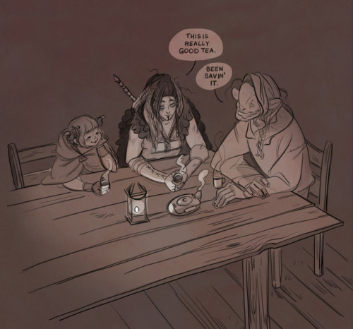 Loved this scene from ep 46! Team cleric! Soothing minty dead people tea! Devastating backstories!