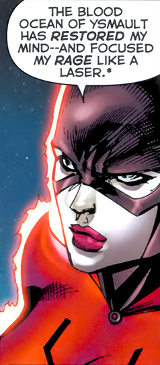 ladylanterns:  Dazzling DC Ladies Month   Tell your master I serve only myself.  ↳ Bleez  First Appearance: Final Crisis: Rage of the Red Lanterns #1  Who is she? Bleez is the Red Lantern of space sector 33 and a member of the Red Lantern Corps.
