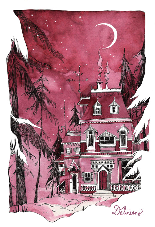 The lonely Mansion.A tiny illustration that gives evidence that I’m still obsessed with pinetr