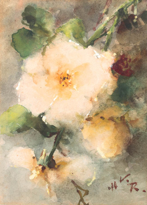 poboh:Yellow Roses, Margaretha Roosenboom. Dutch (1843 - 1896)- watercolor -