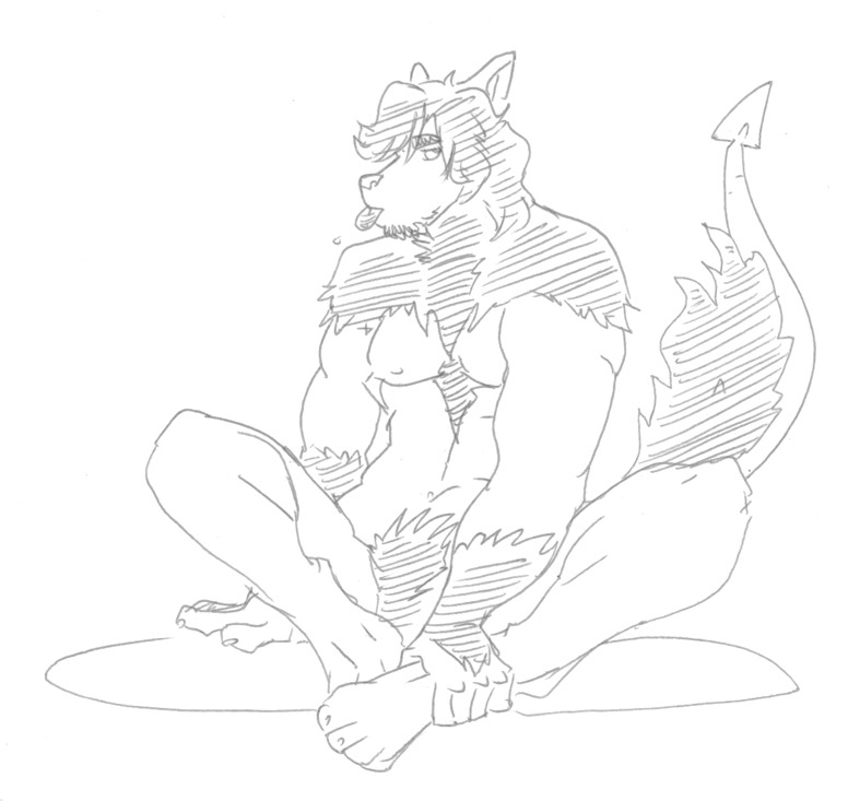 wuffinarts:  Up late doodling, so i figured I’d scribble the basic idea of my fursona. 