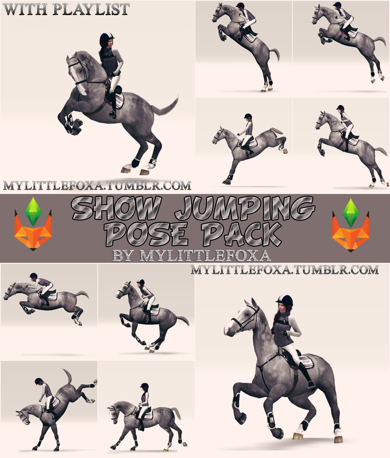 ✖Позы “ Show jumping ”✖
✖Poses “ Show jumping “✖
______________________________
✖В архиве 10 поз для всадника и лошади / These are 10 poses for rider and horse;
✖ Позы с плейлистом/ Poses with playlist;
✖СКАЧАТЬ/DOWNLOAD✖