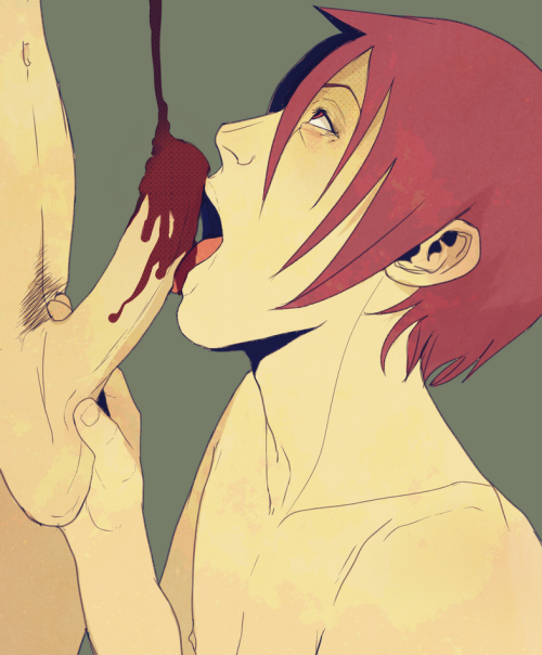 themightynyunyi:   29.With food  Rin + chocolate syrup