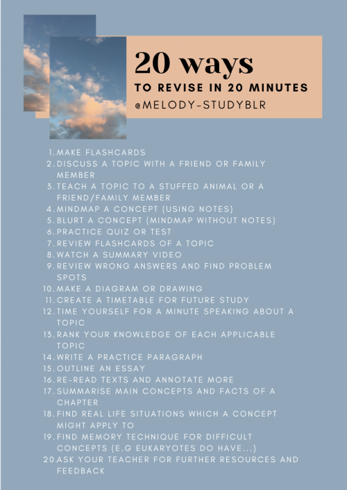 August 25th- Revision Ideas!