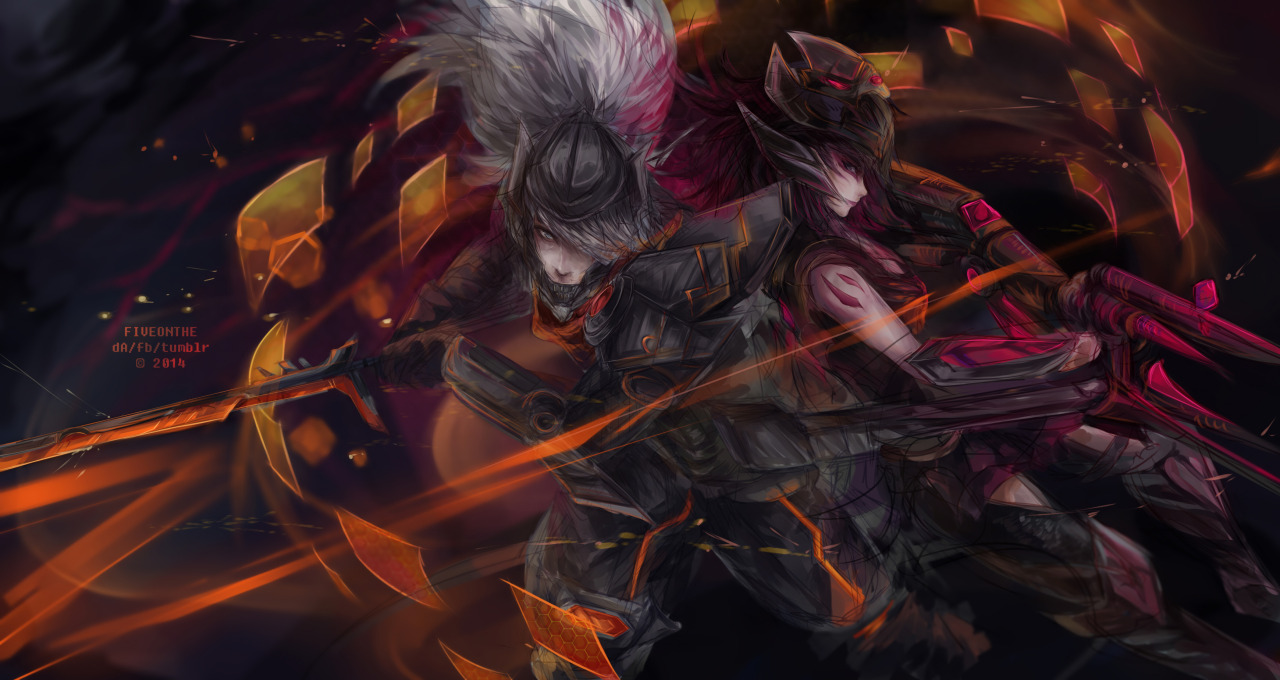 fiveonthe:
“ 19102014
PROJECT: Yasuo and Headhunter Caitlyn are super amazing together >V< Finally finished~~
”