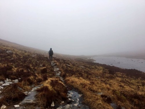 The long awaited Loch na Davie which signalled the start of our long, squelchy descent. We were so w