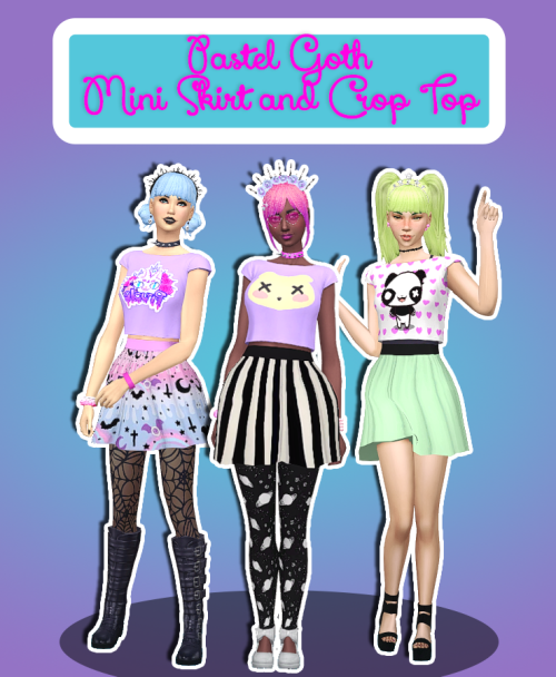 teanmoon:Pastel Goth Mini Skirt and Crop Top by teamoonThe crop top comes in 17 patterns. It is BGC.