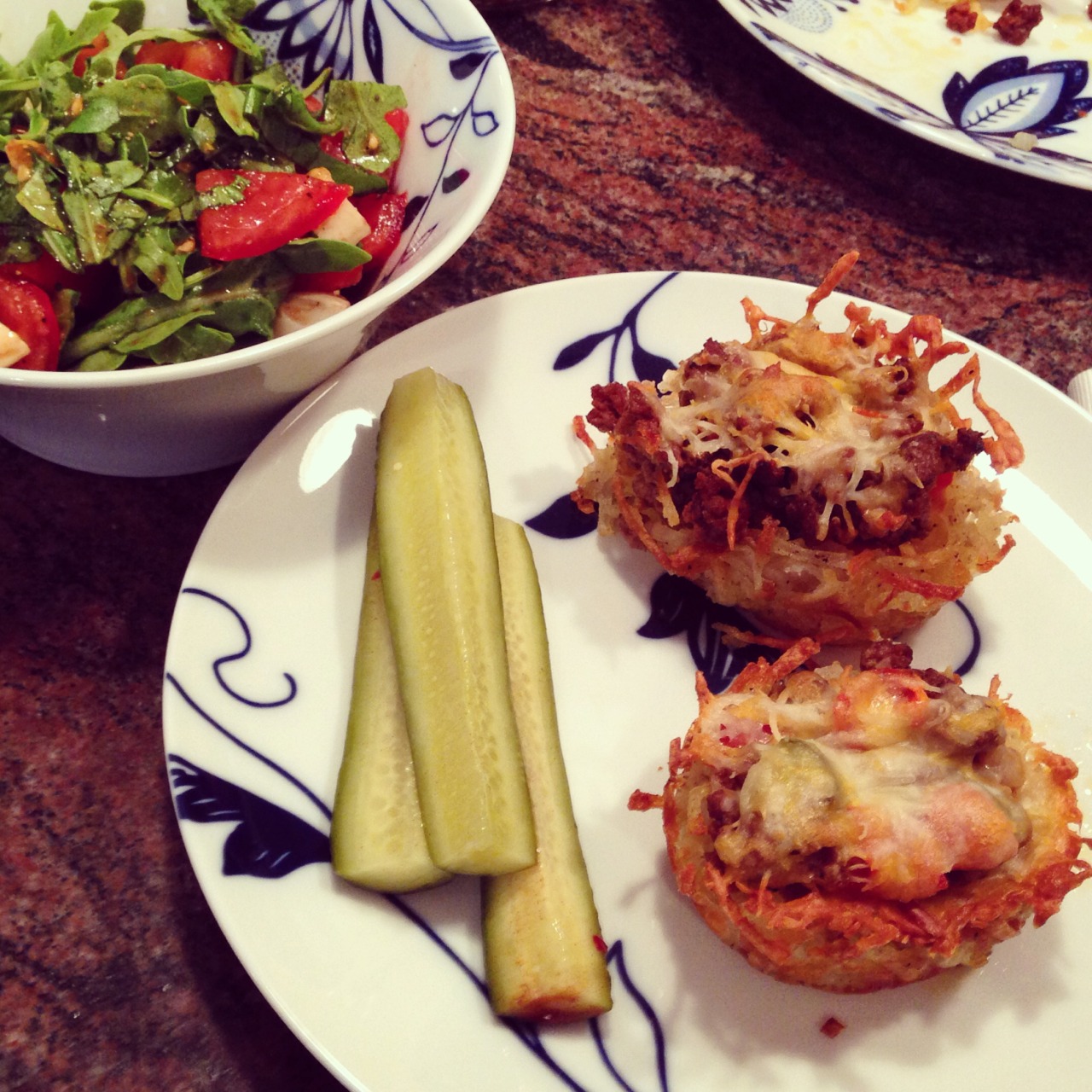 Cheeseburger Hash Brown Cups with Arugula Caprese Salad
I had three different delicious components to last night’s dinner, but this post will only cover two of them. The pickles, that I’m completely obsessed with, require a dedicated post just to...