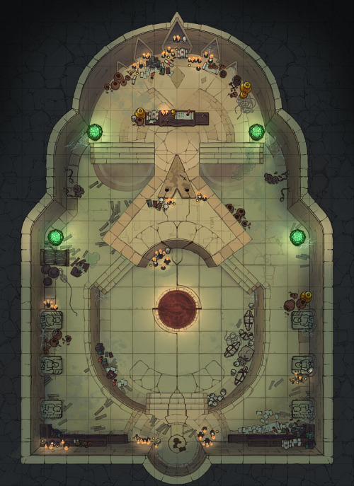 The Ancient Desert Ritual RoomA 16×22 battle map of a skull-shaped sandstone dungeon chamber – the i