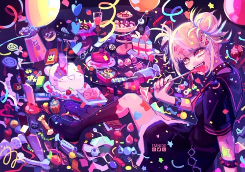 Contributor Piece by emnide! “sweet tooth himiko toga  zine cover art for @HimikoToga_zin