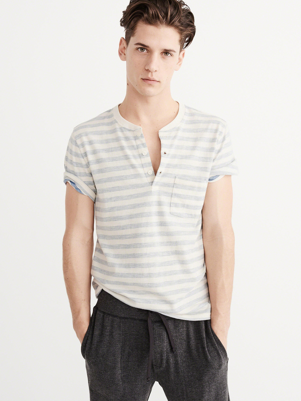 etallionboy:  Nate Hill | Abercrombie &amp; Fitch Lounge Henley 162468