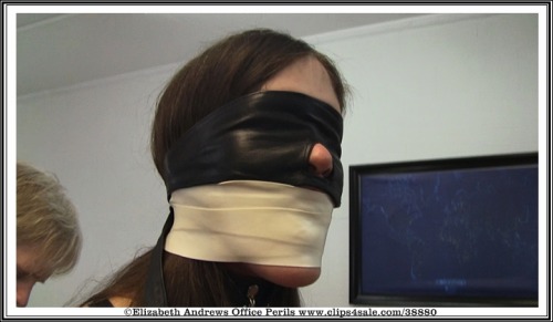 elizabethandrews:  Anya Alexander has her mouth stuffed full while blindfolded before getting a wide microfoam gag. - www.clips4sale.com/38880/8648881 - Anya Alexander : New Secretary Broke In By The Boss 