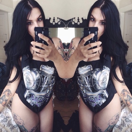 baileyarber:  Made this big ol t shirt into a one piece. “Chrome Fever”. 