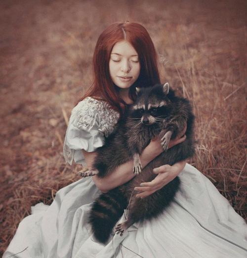 stopdropandvogue:  Enchanting portraits of wild animals and dreamy princesses. Photographed by Katerina Plotnikova 