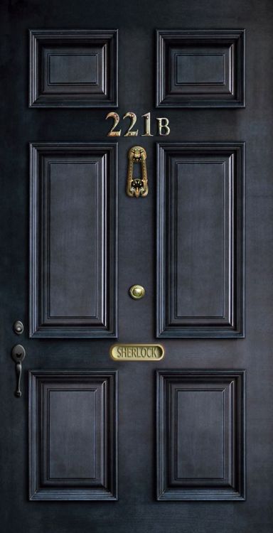 chasingrainbowsforever: Sherlock Holmes 221B Baker Street Black Wood Door 