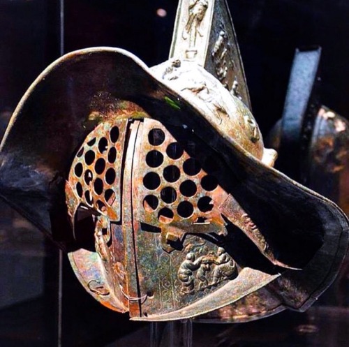 Gladiator helmet, 1 st century AD. found in Pompeii. Naples National Archaeological Museum. Photo by