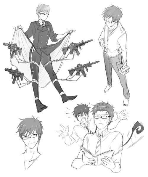 cjs-scribbles:Some random Yukio doodles and a little bit of Rin too.
