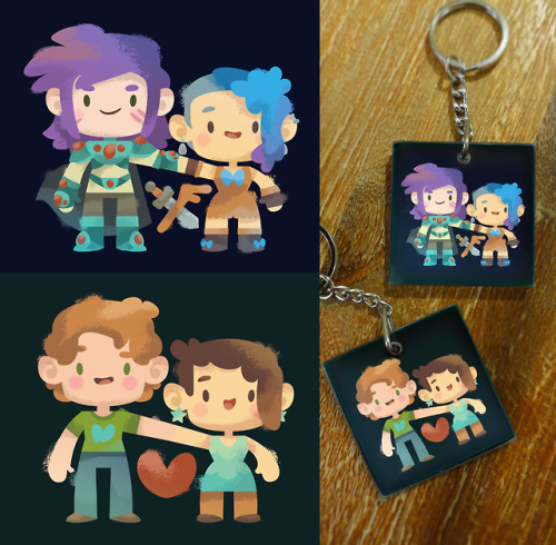 Keychains came in just in time for VDay!My guy and me and our D&D characters. ^_^