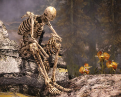 goon2goblin420:  spoopy6:  skelezor:  Highly emotional photo of a skeleton soldier on the battlefield, exhausted, from fighting off so many fuckboys  The Skeleton War takes its toll on us all  tired and weary bones 