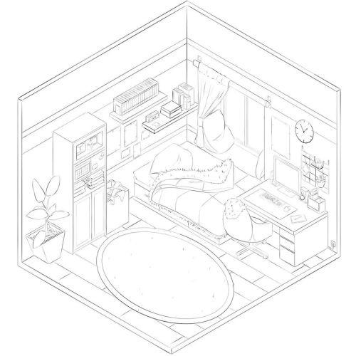 So here is the linear for the isometric room. I like all the small details. It gives the room the fe