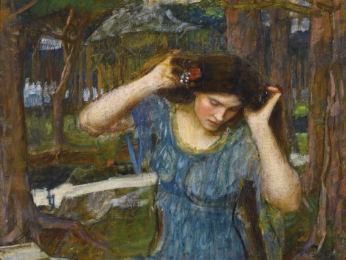 Vain Lamorna, a Study for Lamia.Oil on Canvas.55 x 74 cm.Art by John William Waterhouse, R.A., R.I.(