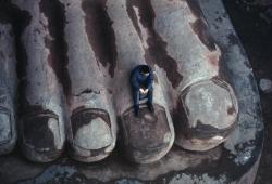  &lsquo;80. Sichuan province, China. The foot of an 8th century buddhist statue that stands 72 metres high. Photo by Bruno Barbey. 