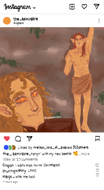 papayanna: sauron gets instagram; alternatively, angband is a workplace comedy (detail below cut) Ke