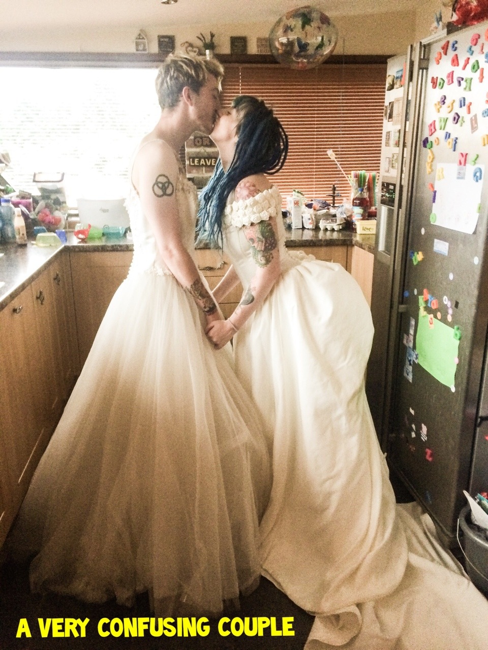 averyconfusingcouple:  We couldn’t decide who would get to wear the dress…  We’re