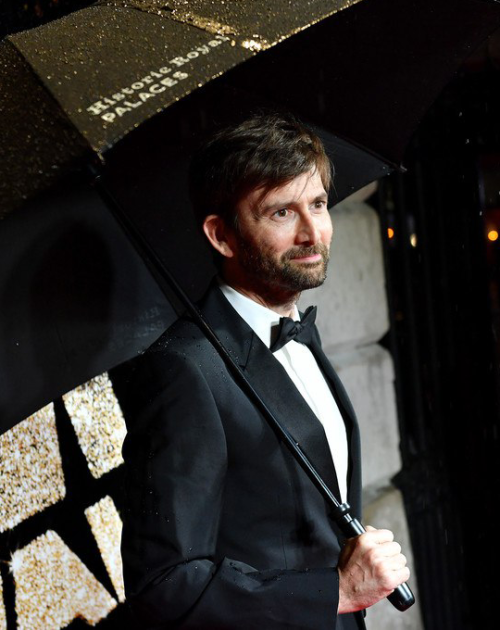 David Tennant in the rain on the red carpet - at the BFI London Film Festival awards in 2016 