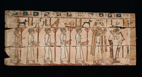 theancientwayoflife:~ Coffin panel: train of priests and the deceased at the place of truth.Culture: