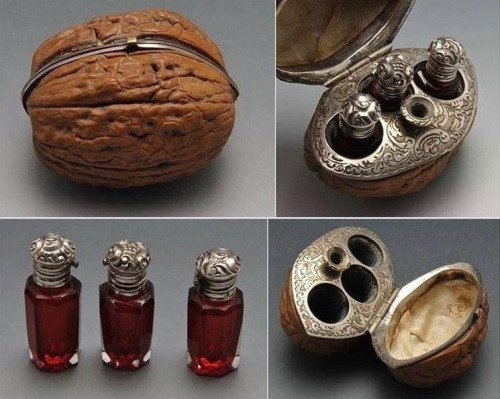 arsenicinshell: The Shell Box of real walnut made for perfume storage, greetings from France from th