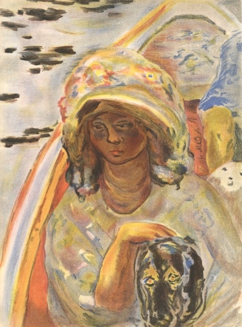 Jeune fille dans une Barque  -  Pierre Bonnard  1939Lithograph (after the watercolor and mixed media