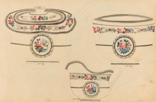 shewhoworshipscarlin: Illustrated sample page from a china factory pattern book, 1832-38, Philadelph